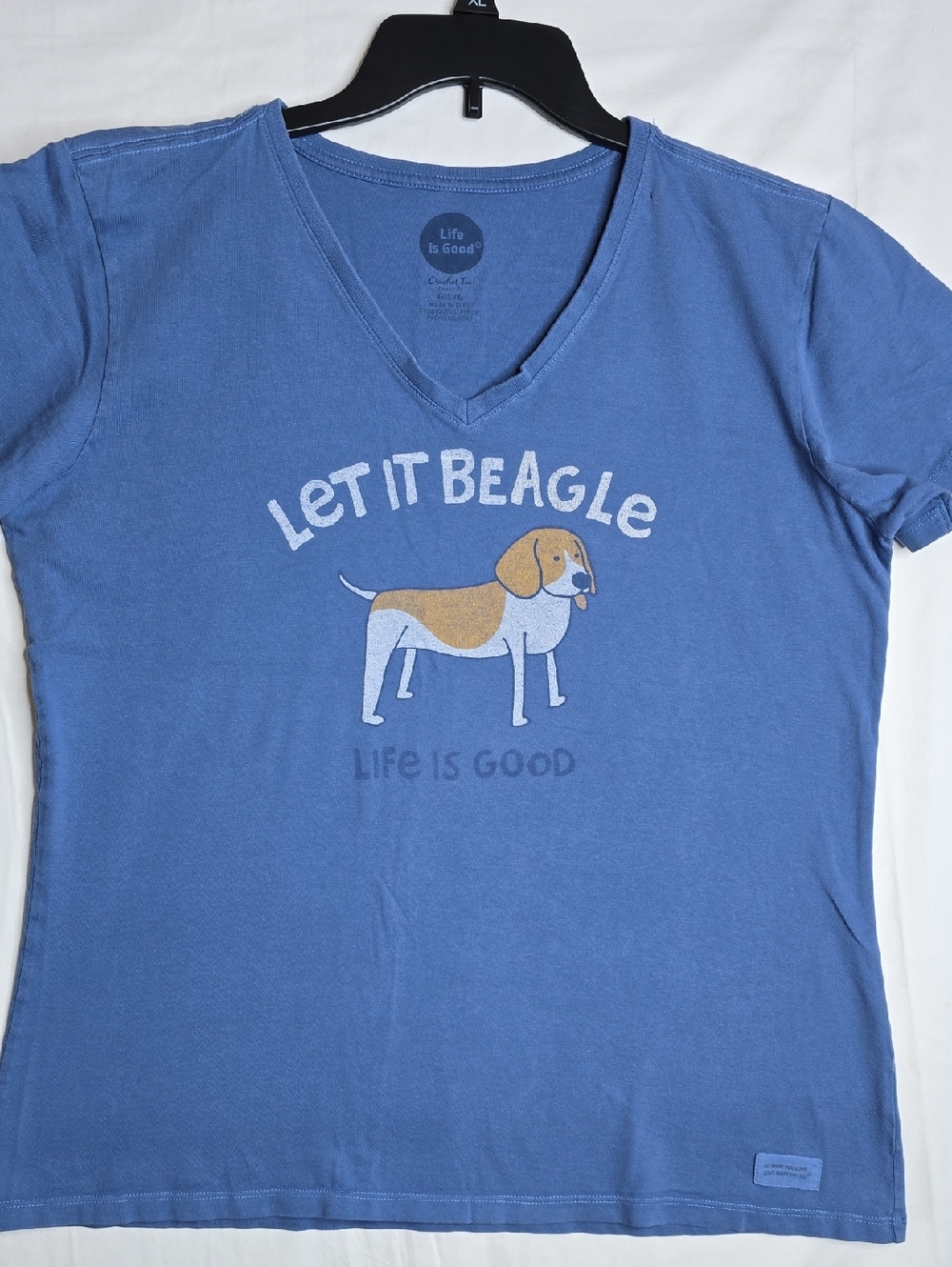 Life Is Good Blue Graphic "Let It Beagle" Classic Fit CrusherTee Size L